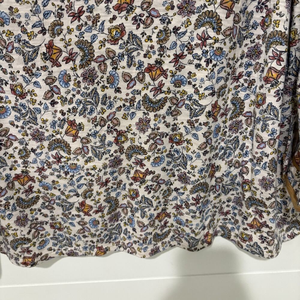 J. Jill | Top Pullover Floral 3/4 Sleeves Casual Cotton Blend V Neck- Size Large - Picture 3 of 8